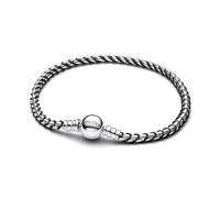 PANDORA Moments Schwarze Kordel Kastenkette Armband aus Sterling Silber, Kompatibel Moments, Größe: 19cm, 593816C02-19