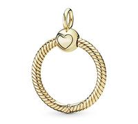 PANDORA Moments Small O Pendant Kettenanhänger aus 14 Karat vergoldeter Metalllegierung Krönchen und Schlangen-Gliederdesign