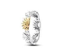 PANDORA Moments Sonnenblume Bicolor Bandring aus Sterling-Silber mit 14 Karat Vergoldung, Größe: 58, 164702C00-58