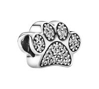 Pandora Moments Sparkling Paw Print Charm - Silber