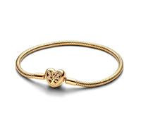 PANDORA Moments Stammbaum Herzverschluss Schlangen-Gliederarmband aus Sterling Silber mit vergoldeter Metalllegierung, Kompatibel Moments Charms, Größe: 20 cm, 563516C01-20