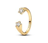 PANDORA Moments Sternschnuppen Offener Ring aus Sterling Silber mit vergoldeter Metalllegierung und Zirkonia, Größe: 56, 163582C01-56