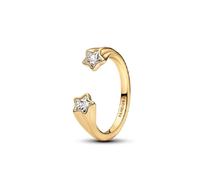 PANDORA Moments Sternschnuppen Offener Ring aus Sterling Silber mit vergoldeter Metalllegierung und Zirkonia, Größe: 48, 163582C01-48
