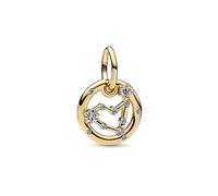 PANDORA Moments Sternzeichen Steinbock Charm-Anhänger aus Sterling Silber mit 14 Karat vergoldeter Metalllegierung, Zirkonia, Kompatibel Moments Armbänder, 762720C01