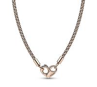 PANDORA Moments Studded Chain Halskette aus Sterling Silber mit 14 Karat rosévergoldete Metalllegierung, Länge 45cm, 382451C00-45