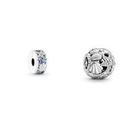 Pandora Moments Tropischer Seestern & Muschel Clip-Charm & Offen gearbeitetes Seestern, Muschel und Herzen Charm Silber, 11 x 11 x 9,8 mm
