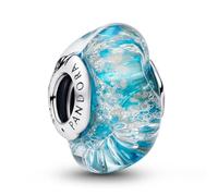 PANDORA Moments Türkisfarbenes Murano-Glas und Glitzer Charm aus Sterling-Silber, Kompatibel Moments, 794701C01