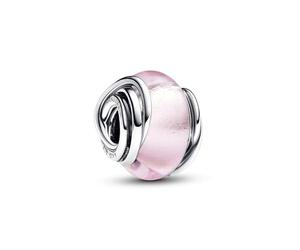 PANDORA Moments Umschlungenes Rosafarbenes Murano-Glas Charm aus Sterling Silber, Kompatibel Moments Armbändern, 793241C00