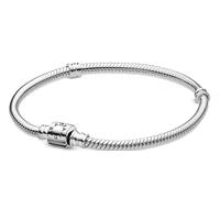 PANDORA Moments Verspieltes Zylinder-Verschluss Schlangen-Gliederarmband aus Sterling Silber, Kompatibel Moments, Größe: 16, 594596C00-16