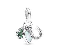 Pandora Schmuck 792755C01 Charm-Anhänger Vierblättriges Kleeblatt. Herz und Hufeisen