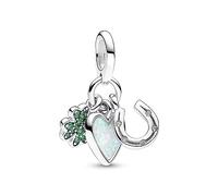 Pandora Schmuck 792755C01 Charm-Anhänger Vierblättriges Kleeblatt. Herz und Hufeisen