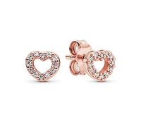Pandora Moments Women's 14k Rose Gold-Plated Open Heart Cubic Zirconia Stud Earrings