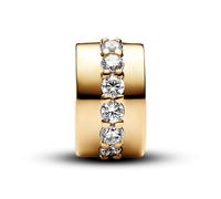 PANDORA Clip-Charm 761972C01 – Moments Anhänger Sterling Silber 14K vergoldet mit Zirkonia