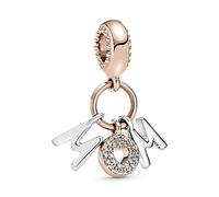 PANDORA „Mum“ Buchstaben Charm-Anhänger mit Sterling-Silber und 14 Karat rosévergoldete Metalllegierung und Cubic Zirkonia Steinen Moments Collection