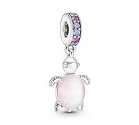 Pandora 798939C02 - Rosafarbene Meeresschildkröte Murano-Glas Charm-Anhänger - Sterling Silber Crystal Multicolor