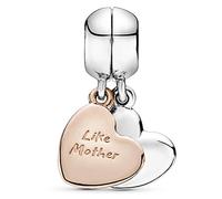 PANDORA Mutter und Tochter Herz Teilbarer Charm-Anhänger mit Sterling-Silber und 14 Karat rosévergoldete Metalllegierung Moments Collection