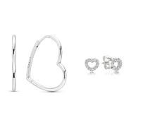 PANDORA Ohrringe "asymmetrische Herzen der Liebe" 297822 & Damen Ohrstecker Cubic Zirkonia 290528CZ