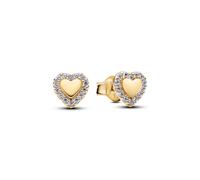 Pandora Timeless Herz Strahlenkranz Ohrstecker mit 14K vergoldeter Metalllegierung und Zirkonia, 264363C01
