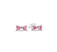 Pandora Timeless Funkelnde Rosafarbene Schleife Ohrringe aus Sterling Silber mit Zirkonia, 293505C01
