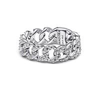 PANDORA Timeless Pavé Cuban Ketten-Ring aus Sterling Silber mit Zirkonia, Größe: 58, 193557C01-58