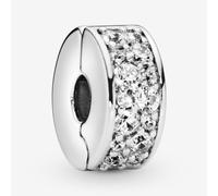 PANDORA 791817CZ - Weißer Pavé-Glanz - Silber - CLIP Stopper mit Silikonkern - Zirkonia
