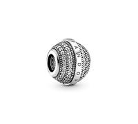 PANDORA Pavé & Logo Charm in Sterling-Silber mit Cubic Zirkonia Steinen Signature Collection