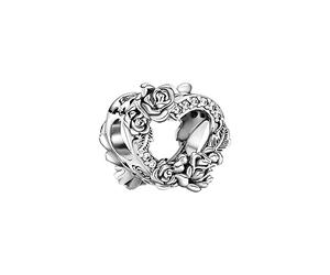 PANDORA People Offenes Herz & Rosen Charm aus Sterling Silber/Größe: 1,4cm