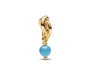 PANDORA Pndora Moments Türkisblauer Ewigkeitskreis Charm-Anhänger aus Sterling Silber mit vergoldeter Metalllegierung und künstlichem Kristall, Kompatibel Moments Armbänder, 763462C12