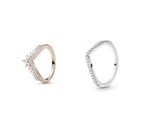 Pandora Prinzessin-Wishbone Ring in Roségold mit 14 Karat rosévergoldete Metalllegierung & Damen-Ringe 925 Sterlingsilber mit '- Ringgröße 52 (16.6) 196316CZ-52