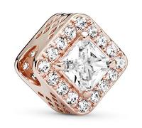 PANDORA Quadratischer funkelnder Strahlenkranz Charm mit Cubic Zirkonia in 14 Karat rosévergoldeter Metalllegierung Timeless Collection