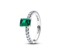 Pandora Rectangular Sparkling Green Halo Ring 194506C01 Damenring