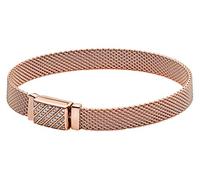 Pandora Reflexions Pavé-Armband mit langem Verschluss, 14-karätig Roségold-vergoldet, mit klarem Cubic Zirkonia