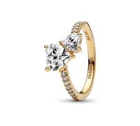 Pandora 161198C01-50 Doppel-Herz funkelnder Ring - Gr. 50 - Gelbgold Vergoldung