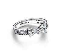 Pandora Silberring für Damen Funkelnde Schleife Doppelreihe 193552C01-50 Ringgröße 50/15,9