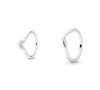 Pandora Ring Diadem Krone Silber 198282CZ Ring Diadem Silber 198282CZ-52 & Polished Wishbone Ring Sterling-Silber Größe 52