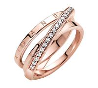 Pandora Ring Durchkreuzendes Dreifachband Pavé Silber Roségold Gr. 56 189057C01-56