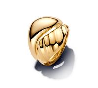 Pandora Damen Ring-Set Essence 163832C00 – wellige kombinierbare Ringe 14 Karat Vergoldung Gr. 54