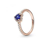 PANDORA Ring Rosé funkelndes Herz rosévergoldet, blau Zirkonia 188421C01