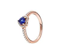 PANDORA Ring Rosé funkelndes Herz rosévergoldet, blau Zirkonia 188421C01
