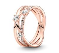 PANDORA Ring Timeless "funkelnder Dreifachring" Zirkonia rosévergoldet 189400C01 50