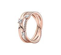 PANDORA Ring Timeless funkelnder Dreifachring Zirkonia rosévergoldet 189400C01 58