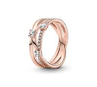 PANDORA Ring Timeless "funkelnder Dreifachring" Zirkonia rosévergoldet 189400C01 60