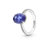 Pandora Ring Timeless – Funkelnder Strahlenkranz – Silber, blauer Kristall, Zirkonia – Größe 52