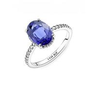 PANDORA Ring Timeless funkelnder Stein silber, blauer Kristall, Zirkonia 190056C01 58
