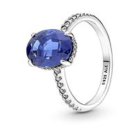PANDORA Ring Timeless "funkelnder Stein" silber, blauer Kristall, Zirkonia 190056C01 60