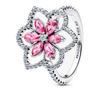 PANDORA Timeless Doppelter Blumen-Cocktail-Ring aus Sterling-Silber mit Cubic Zirkonia, Gr. 50, 194577C01-50