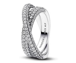 Pandora Ringe Doppelter Kreuzbandring in Pavé 193022C01