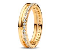 Pandora Damenring Timeless Doppelbandring 14K vergoldetes Sterling-Silber Zirkonia Gr.54 163799C01-54