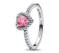PANDORA Timeless Erhabenes Rosafarbenes Herz Ring aus Sterling Silber mit Zirkonia, Größe: 52, 198421C03-52