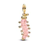 Bead - vergoldet - Rosafarbene Raupe Charm